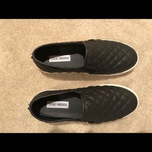 Steve Madden Black Quilted Slip On Sneakers